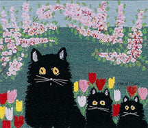 Load image into Gallery viewer, Maude Lewis "Three Black Cats" cross-stitch kit