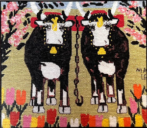 Maude Lewis "Oxen in the Spring" cross-stitch kit